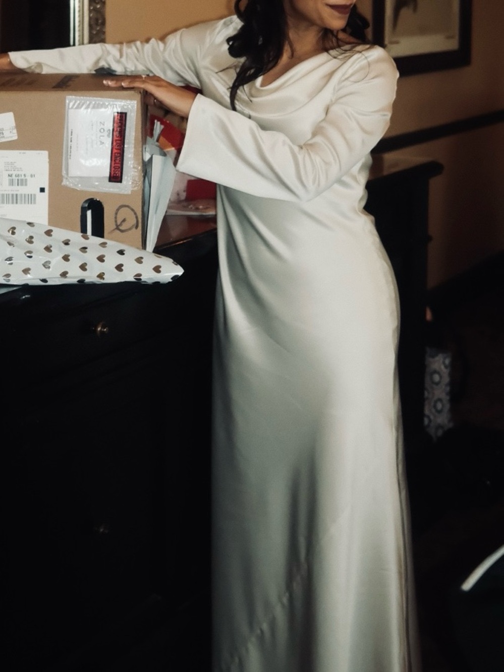 Reformation Ivory Long Sleeve Maxi Gown